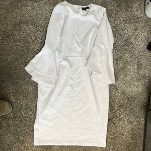 White Scuba Flaired Arm Dress